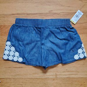 Girls Toughskins Denim Blue Crochet shorts Large 7